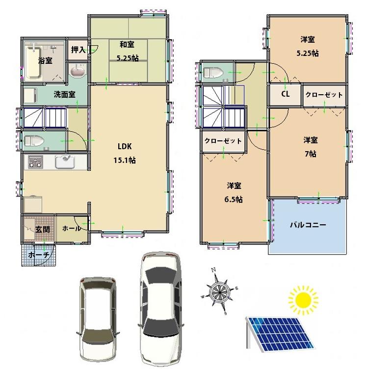 Floor plan. (No. 2 locations), Price 34,300,000 yen, 4LDK, Land area 109.03 sq m , Building area 90.92 sq m