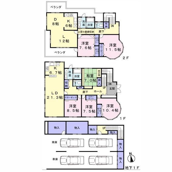 Floor plan. 88,800,000 yen, 6LDK, Land area 305.19 sq m , Building area 410.84 sq m