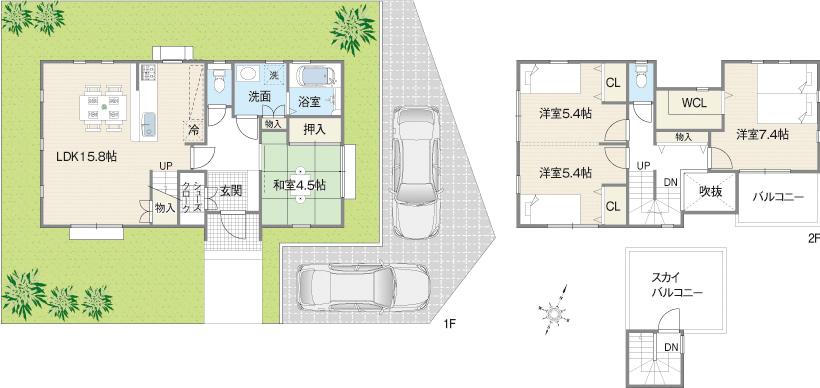 Building plan example (floor plan). Building plan example (No. 6 locations) 4LDK + 2S, Land price 15,730,000 yen, Land area 169.97 sq m , Building price 17,090,000 yen, Building area 100 sq m