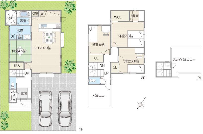 Building plan example (floor plan). Building plan example (No. 10 locations) 4LDK + 3S, Land price 9.71 million yen, Land area 150 sq m , Building price 17,090,000 yen, Building area 100 sq m