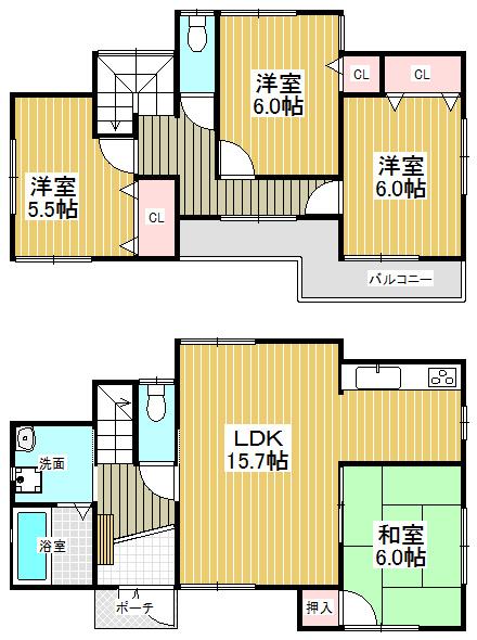 Floor plan. 35 million yen, 4LDK, Land area 117.05 sq m , Comfortable new life in the building area 93.55 sq m in town ☆