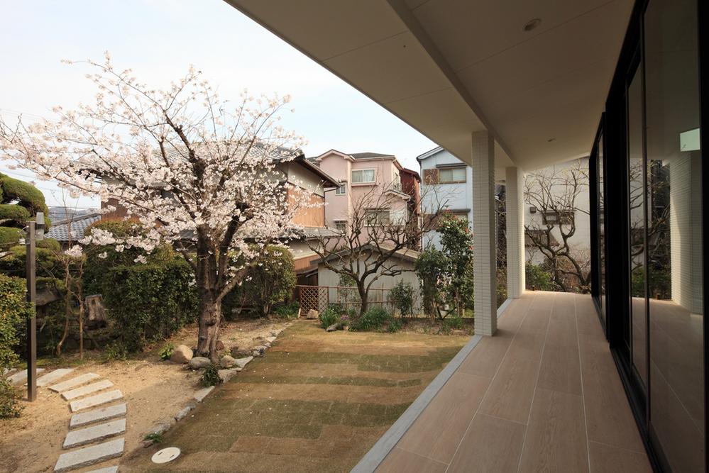 Building plan example (introspection photo). But it is something wonderful cherry blossoms in the garden