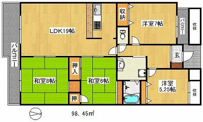 Floor plan. 4LDK, Price 21,800,000 yen, The area occupied 111.9 sq m , Balcony area 16.74 sq m all room 6 quires more! Breadth of consent!