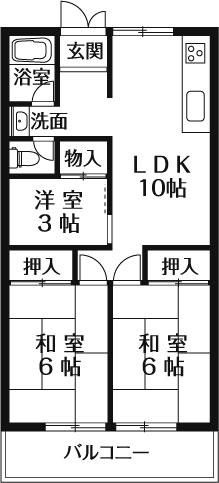 Floor plan. 2LDK + S (storeroom), Price 10 million yen, Occupied area 64.44 sq m
