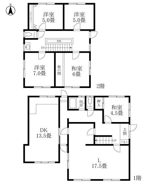 Floor plan. 42,800,000 yen, 5LDK, Land area 263.15 sq m , Building area 133.26 sq m