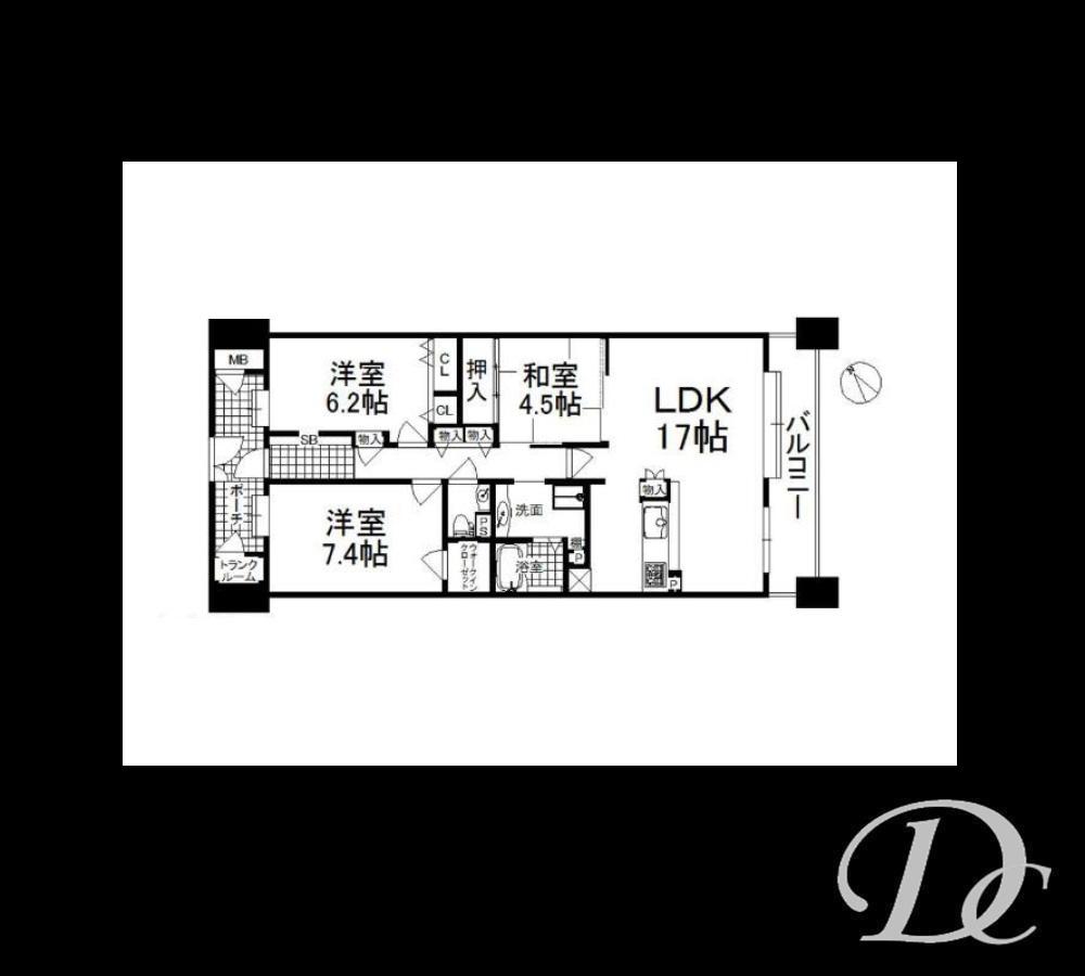 Floor plan. 3LDK, Price 27.5 million yen, Occupied area 98.87 sq m , Balcony area 15.87 sq m