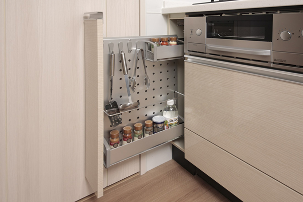 Kitchen.  [Punching rack] Any combination of parts that can be changed, such as mounting position, Storage rack that can be customized to the storage space of their favorite are available in stove next to (same specifications)
