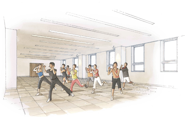 Shared facilities.  [Community Room] Meetings and events, Club and group activities, such as, Assembly room that can be used for a variety of purposes. Party, such as a child's birthday party, You can also take advantage of, such as fitness and culture classroom (image illustrations ※ Fee required)