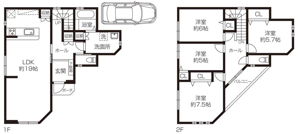 Floor plan. 34,800,000 yen, 4LDK, Land area 103.93 sq m , Building area 108.35 sq m