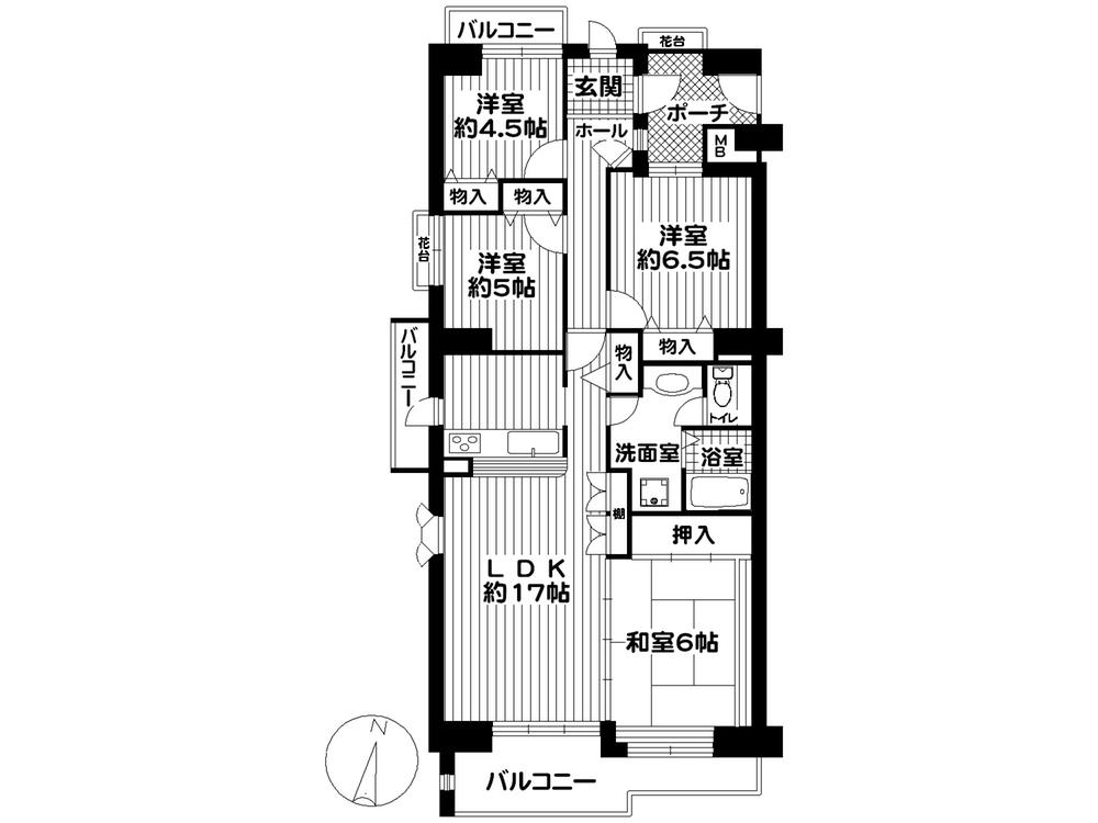 Floor plan. 4LDK, Price 23.8 million yen, Occupied area 97.98 sq m , Balcony area 16.07 sq m