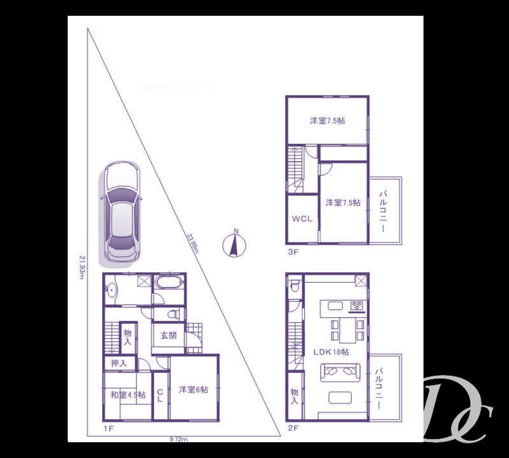 Floor plan. 38,800,000 yen, 4LDK + S (storeroom), Land area 106.56 sq m , Building area 115.83 sq m