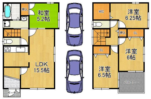 Floor plan. 36,300,000 yen, 4LDK, Land area 101.2 sq m , Building area 91.53 sq m outstanding storage capacity walk-in closet is the residence of charm