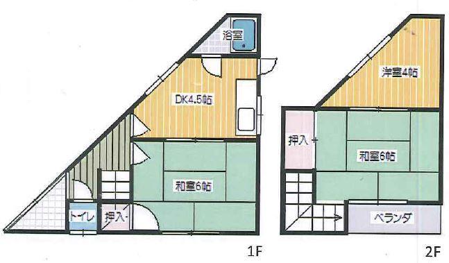 Floor plan. 9.8 million yen, 3DK, Land area 45.98 sq m , Building area 49.64 sq m