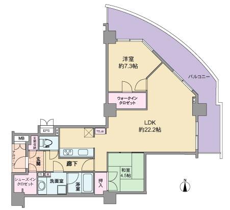 Floor plan. 2LDK, Price 29,800,000 yen, Occupied area 78.56 sq m , Balcony area 23.66 sq m