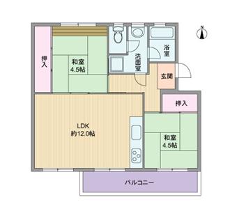 Floor plan. 2LDK, Price 5.5 million yen, Footprint 49 sq m , Balcony area 5.94 sq m