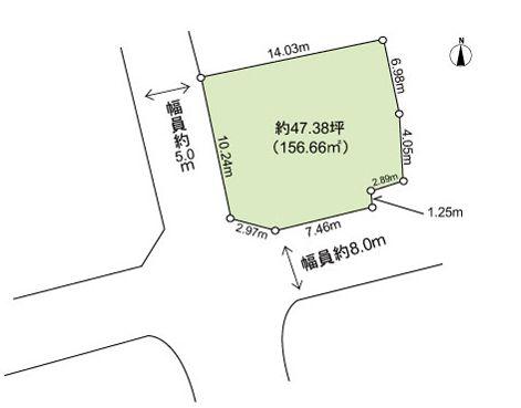 Compartment figure. Land price 29,800,000 yen, Land area 156.66 sq m