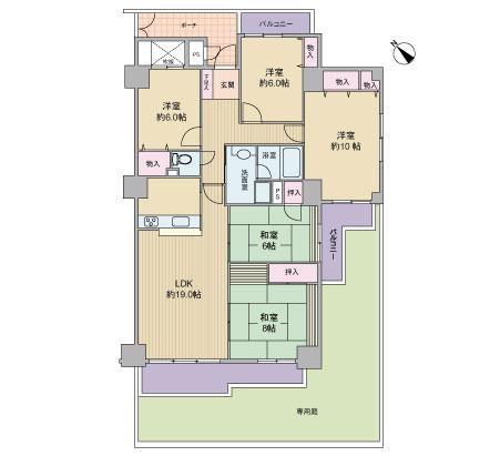 Floor plan. 5LDK, Price 22,900,000 yen, Footprint 126.91 sq m , Balcony area 20.45 sq m