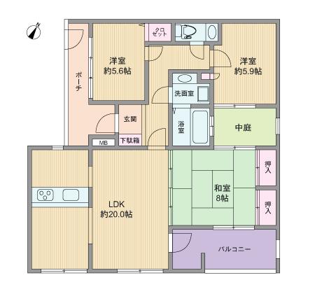 Floor plan. 3LDK, Price 23.8 million yen, Occupied area 88.41 sq m , Balcony area 2.8 sq m