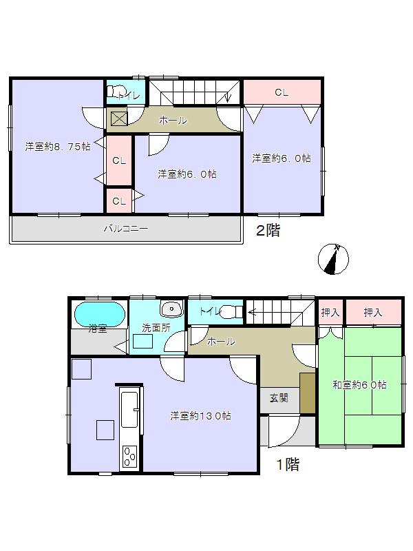 Floor plan. 38,800,000 yen, 4LDK, Land area 129.95 sq m , Building area 98.95 sq m