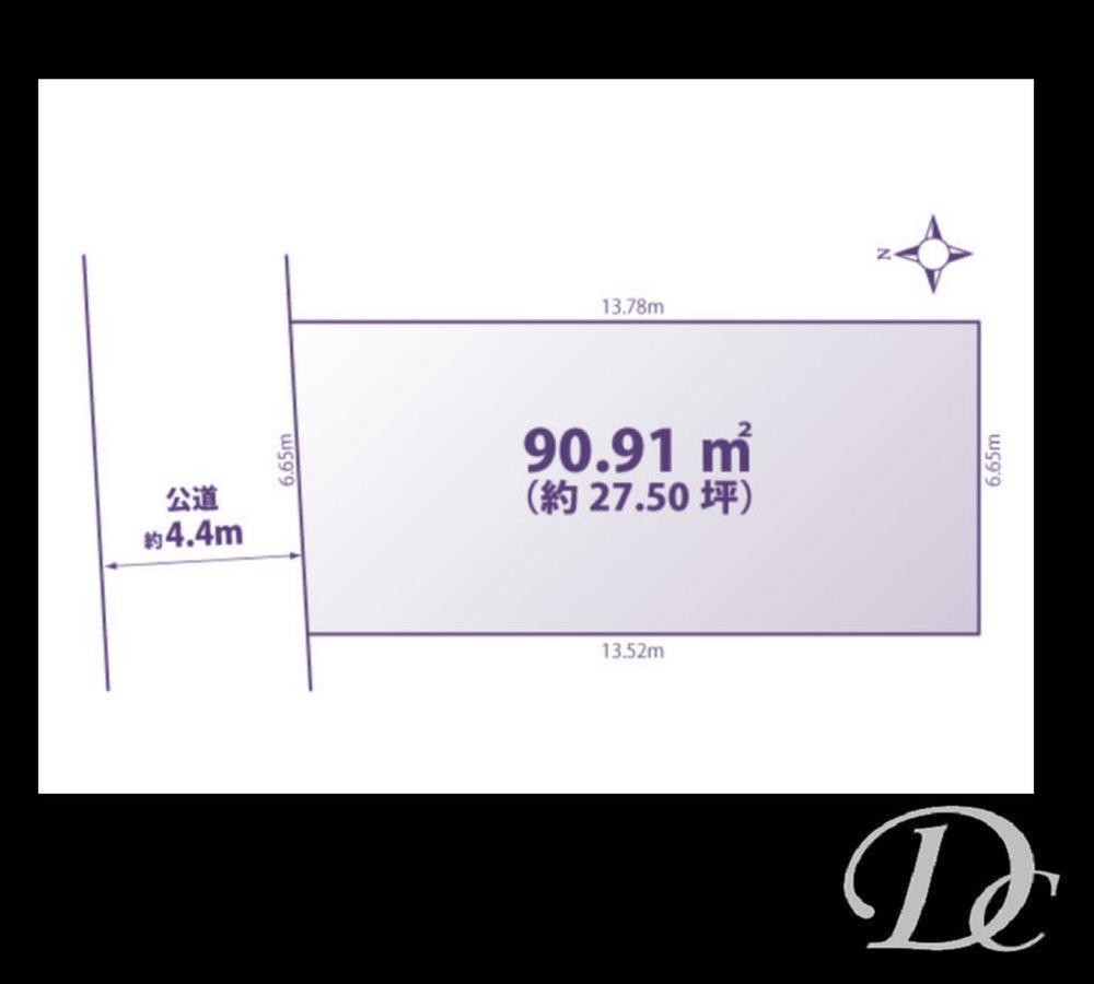 Compartment figure. Land price 22,800,000 yen, Land area 90.91 sq m site area of ​​about 27 square meters or more of the shaped land