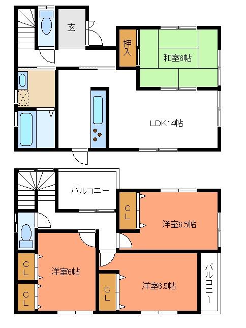 Floor plan. 33,500,000 yen, 4LDK, Land area 106.19 sq m , Building area 95.58 sq m