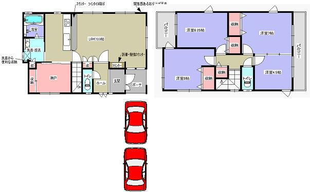 Floor plan. 37,800,000 yen, 4LDK, Land area 135.93 sq m , Building area 108.89 sq m