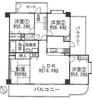 Floor plan. 4LDK, Price 22,900,000 yen, Occupied area 94.34 sq m , Balcony area 31.25 sq m