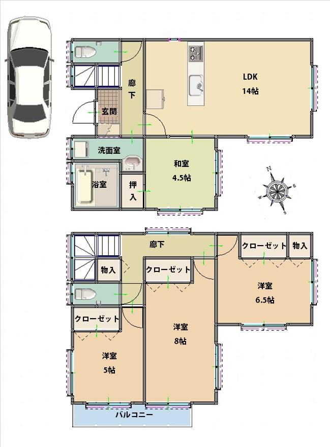 Floor plan. 31.5 million yen, 4LDK, Land area 117.19 sq m , Building area 92.34 sq m 2 No. land