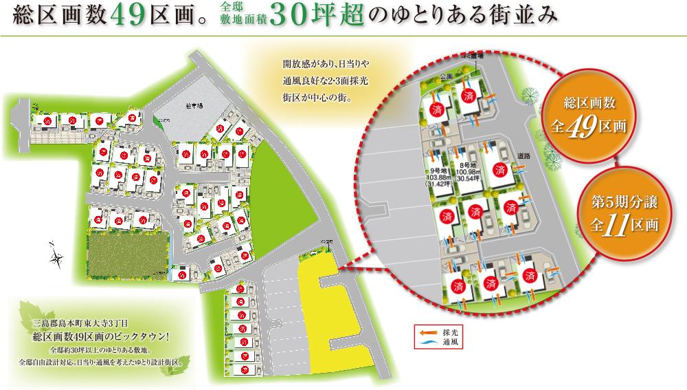 Compartment figure. Land price 15.4 million yen, Land area 103.88 sq m Big Town of all 49 House ・ 5th condominium start in!  Please hurry 2 House your remaining! 