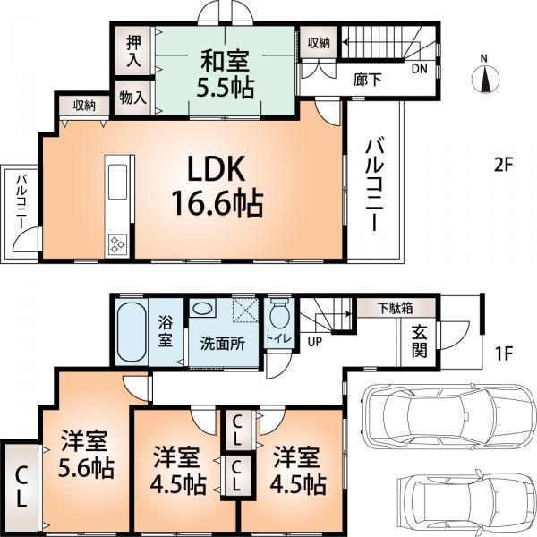 Floor plan. 31,800,000 yen, 4LDK, Land area 97.47 sq m , Second floor living room with an emphasis on building area 89.7 sq m private