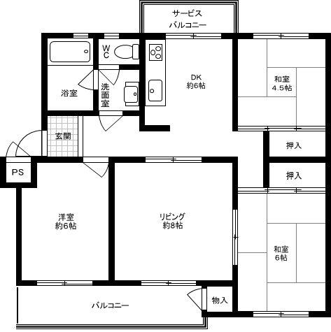 Floor plan. 4DK, Price 6.9 million yen, Occupied area 67.47 sq m , Balcony area 10.11 sq m