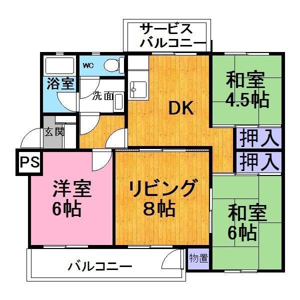 Floor plan. 3LDK, Price 6.9 million yen, Occupied area 67.47 sq m , Balcony area 10.11 sq m