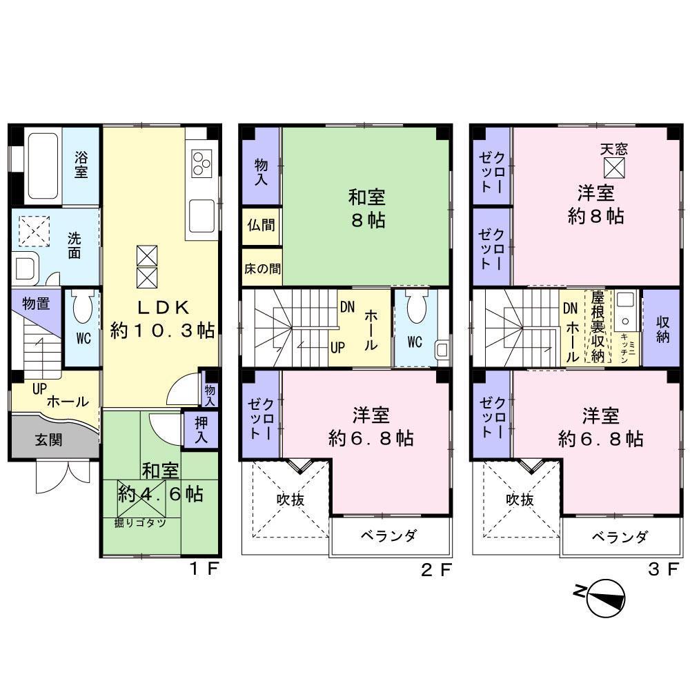 Floor plan. 35,600,000 yen, 5LDK, Land area 67.34 sq m , Building area 116.79 sq m