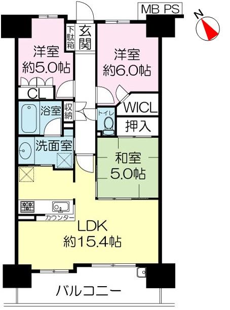 Floor plan. 3LDK, Price 25,800,000 yen, Occupied area 71.45 sq m , Balcony area 10.71 sq m