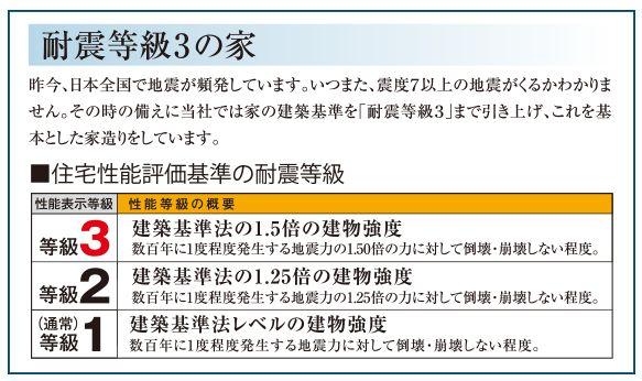 Other. Reason to stick to home making of "seismic grade 3", It is a safety measure to a large earthquake has been predicted that it would come in the near future.  Important family is "peace of mind ・ comfortable ・ We have a commitment of safety "and" live performance of the "what's important!