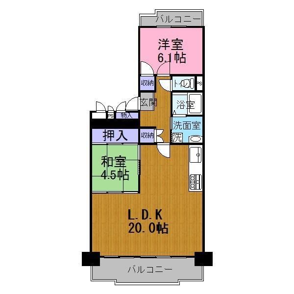 Floor plan. 2LDK, Price 14.8 million yen, Occupied area 67.39 sq m , Balcony area 13.11 sq m