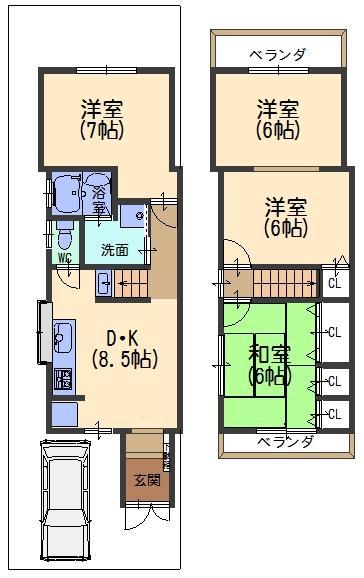 Floor plan. 8.8 million yen, 4DK, Land area 67.49 sq m , Building area 74.79 sq m