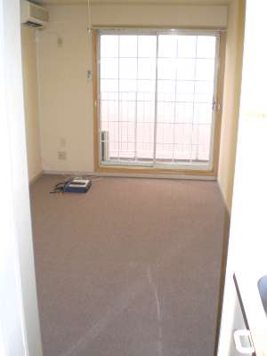 Living and room. First floor flooring, The second floor above a carpet-covered