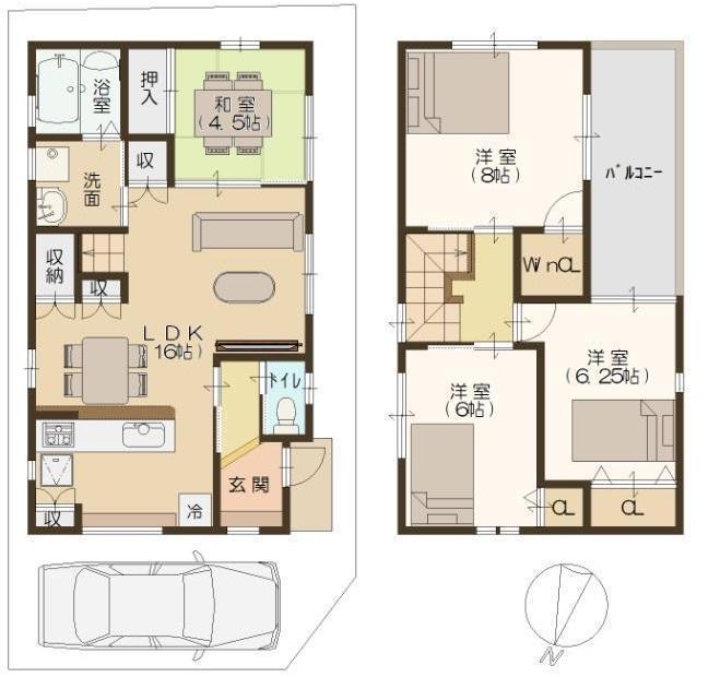 Other building plan example. Building plan example ( "Minamiterakata I" No. 4 place) building price 11,730,600 yen, Building area 92.34 sq m