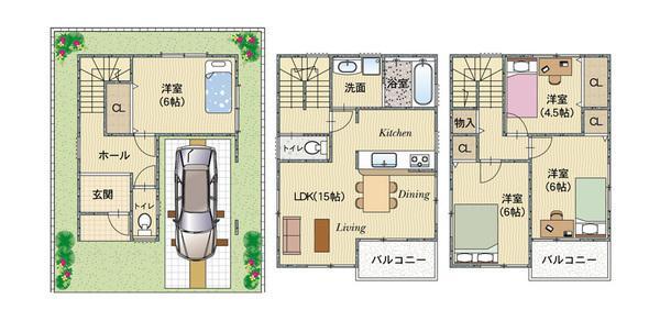 Floor plan. 29,800,000 yen, 4LDK, Land area 60.95 sq m , Building area 108.54 sq m   [Free Plan correspondence] It fulfills the dream of your family!