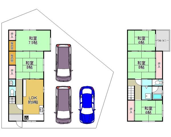 Floor plan. 26.5 million yen, 5LDK, Land area 187.29 sq m , Building area 109.82 sq m