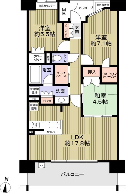 Floor plan. 3LDK, Price 29,800,000 yen, Occupied area 78.52 sq m , Balcony area 12.42 sq m all room storage, Walk-in closet, Storage of stock space such as enhanced