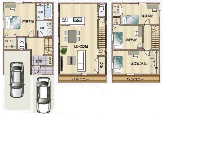 Floor plan. 26,800,000 yen, 4LDK, Land area 73.45 sq m , Building area 110.99 sq m