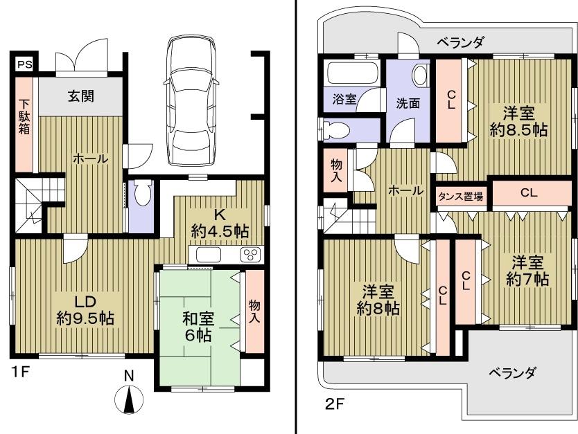 Floor plan. 42,800,000 yen, 4LDK, Land area 126.96 sq m , Building area 135.72 sq m