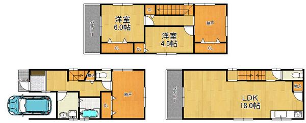 Floor plan. 23.8 million yen, 4LDK, Land area 77.2 sq m , Building area 102.08 sq m
