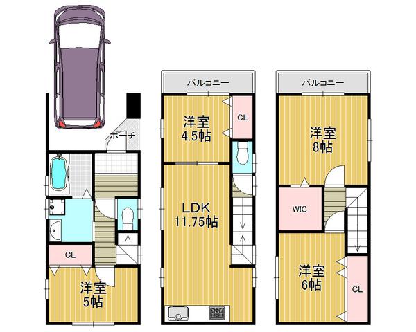 Floor plan. 21,800,000 yen, 4LDK, Land area 55.29 sq m , Building area 89.82 sq m all room storage space equipped!