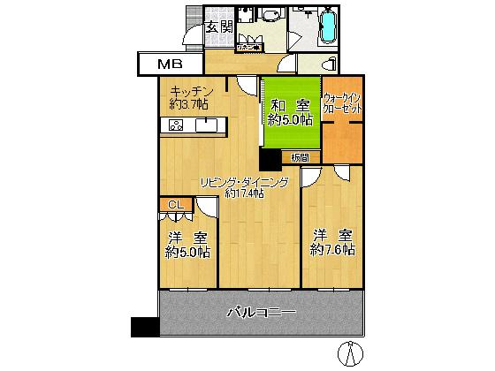 Floor plan. 3LDK + S (storeroom), Price 34,800,000 yen, Occupied area 86.61 sq m , Balcony area 15.76 sq m