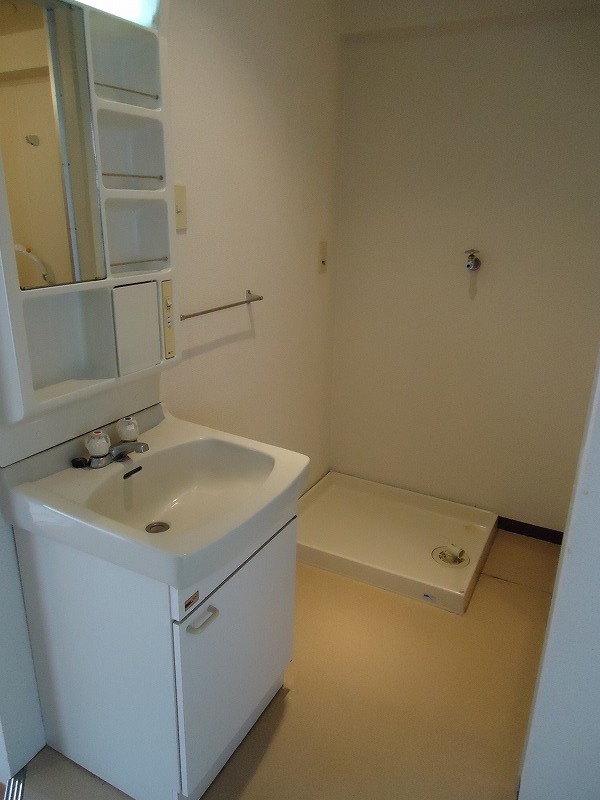 Washroom. Independent wash basin and washing machine inside the room!