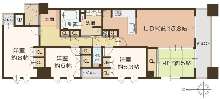 Floor plan. 4LDK, Price 29,800,000 yen, Occupied area 89.87 sq m , Balcony area 10.8 sq m   [Floor plan]