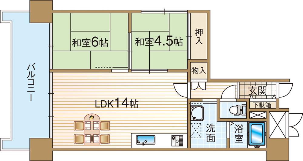 Floor plan. 2LDK, Price 10.5 million yen, Occupied area 55.62 sq m , Balcony area 10.57 sq m 2LDK type!